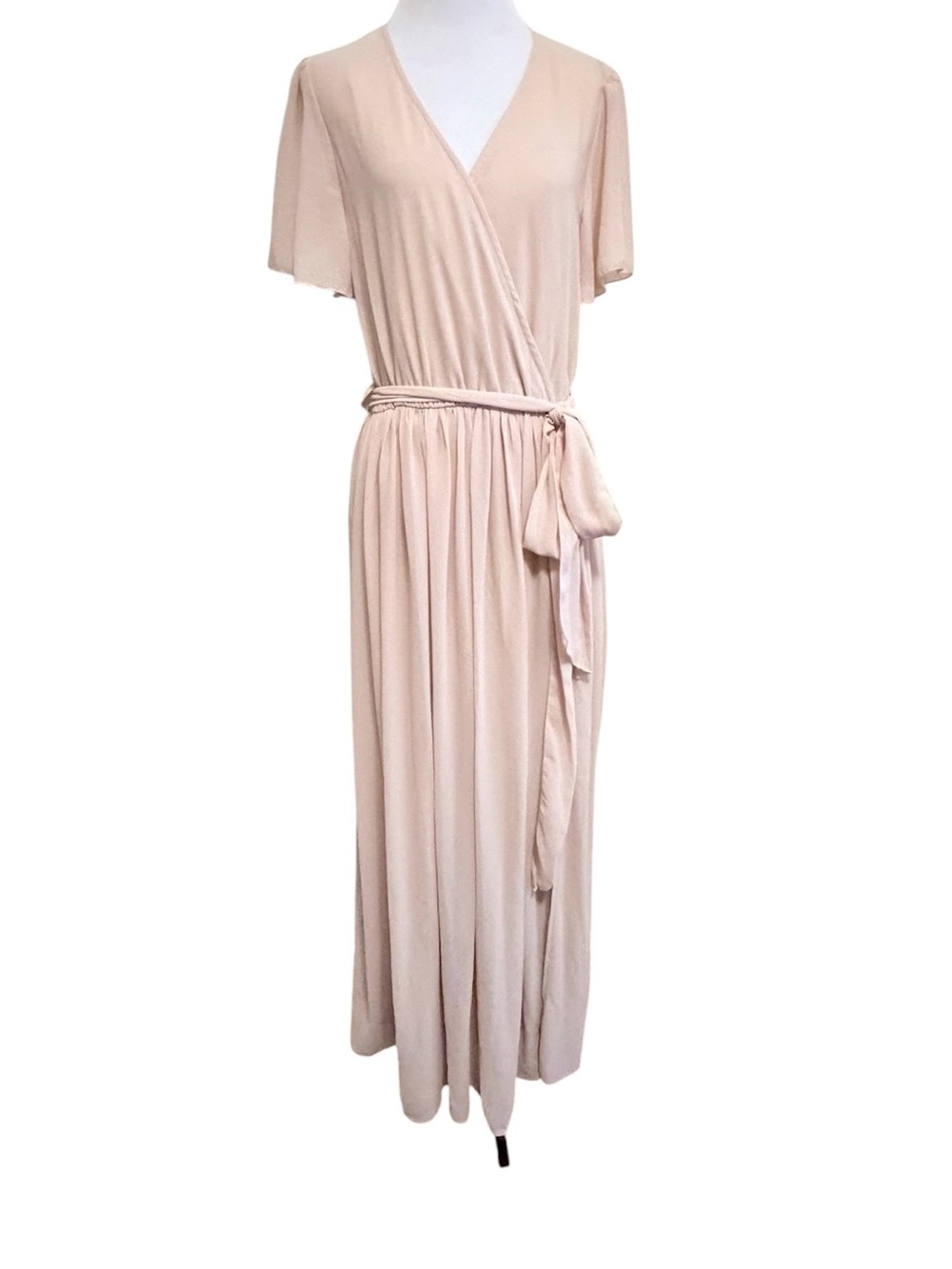 Baltic Born large Beige Wrap Maxi Dress with Waist Tie
